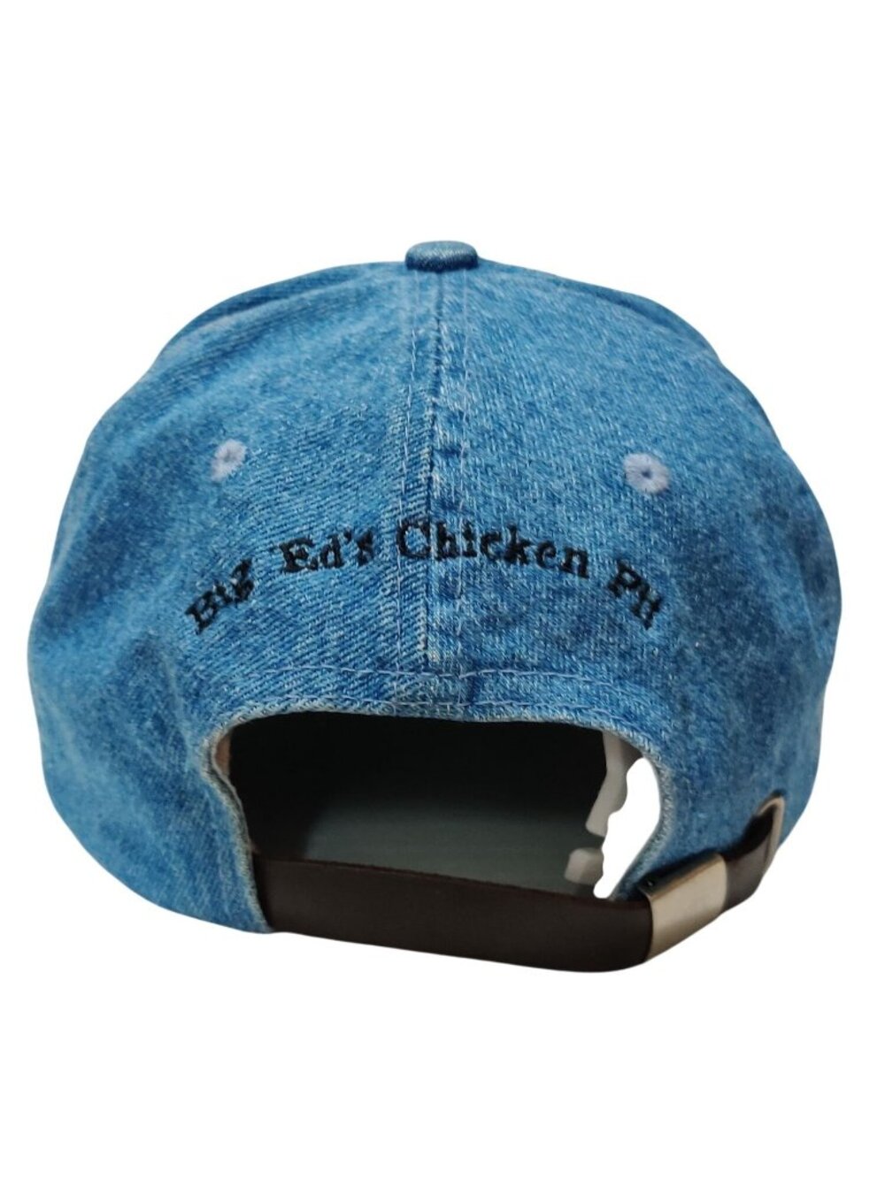 Big Ed's Chicken Pit Denim Strapback Hat Embroidered Restaurant Promo Cap Vtg - Picture 3 of 12